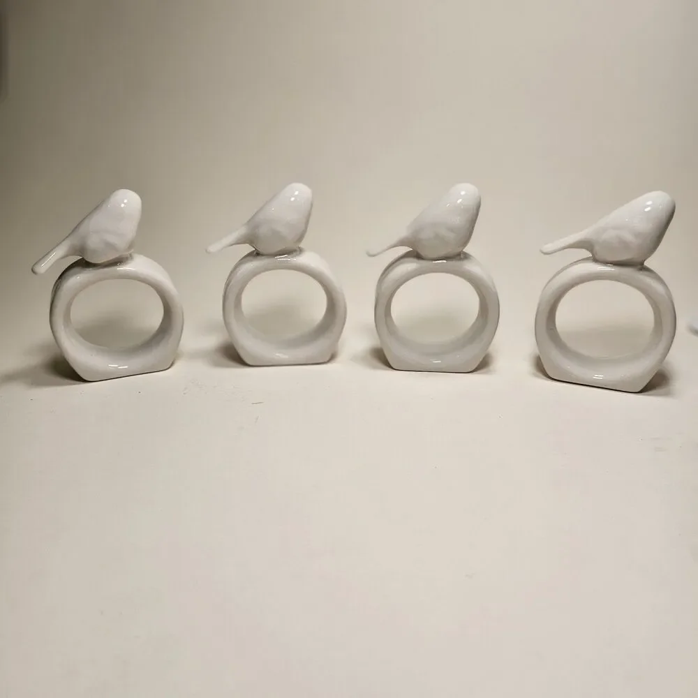 Napkin rings small birds ceramic unmarked new in box